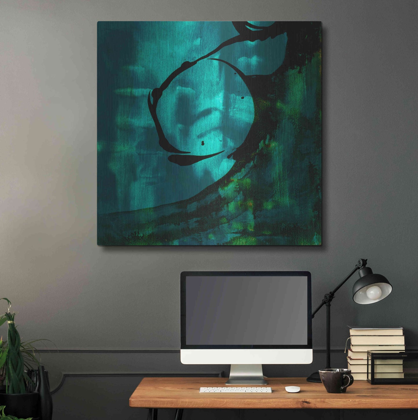 Luxe Metal Art 'Turquoise Element III' by Sisa Jasper Metal Wall Art,36x36