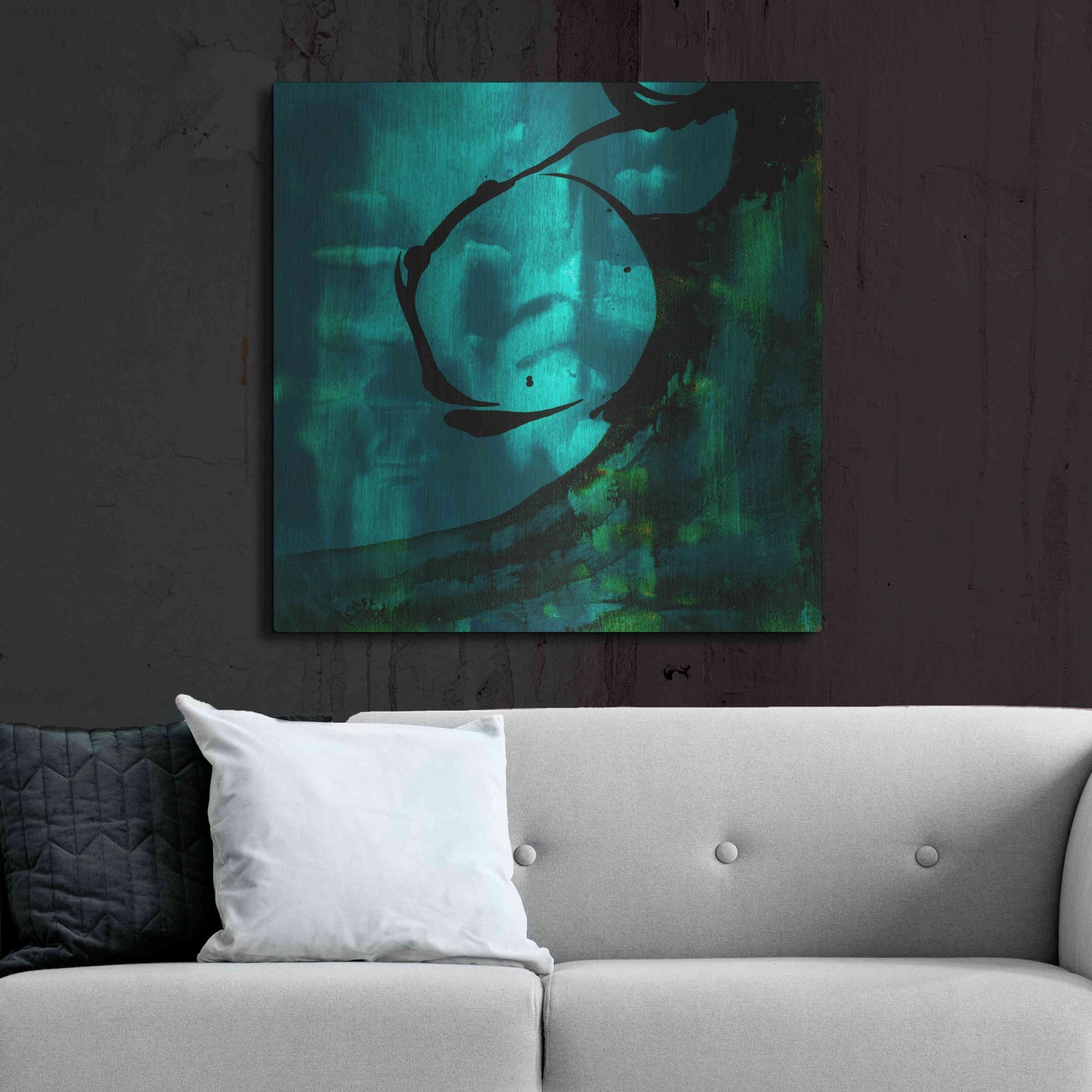 Luxe Metal Art 'Turquoise Element III' by Sisa Jasper Metal Wall Art,36x36