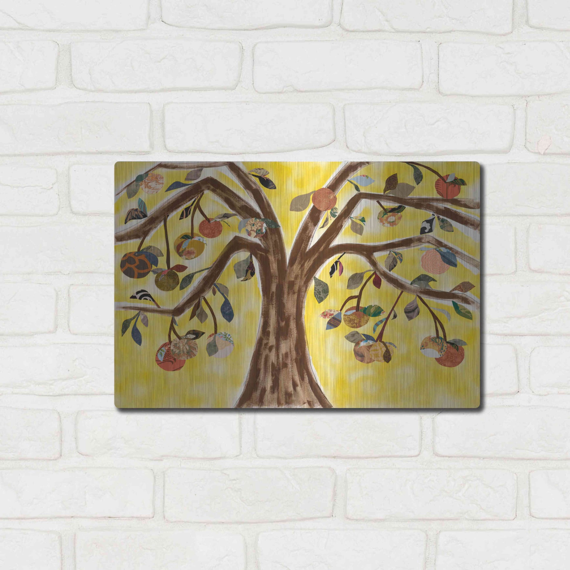 Luxe Metal Art 'Yellow Orange Tree' by Sisa Jasper Metal Wall Art,16x12