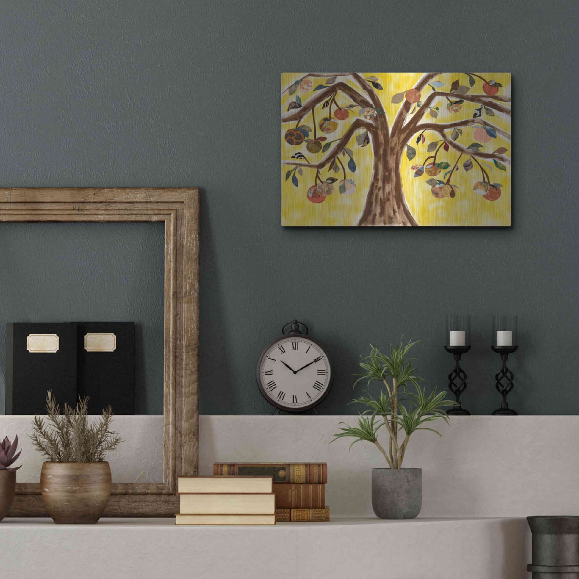 Luxe Metal Art 'Yellow Orange Tree' by Sisa Jasper Metal Wall Art,16x12