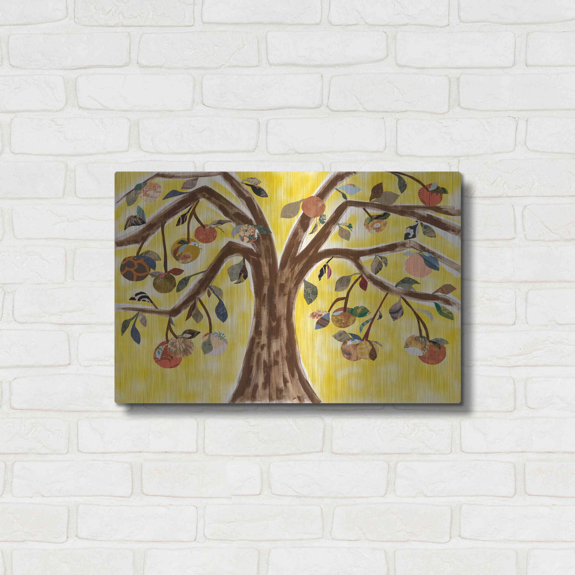 Luxe Metal Art 'Yellow Orange Tree' by Sisa Jasper Metal Wall Art,24x16