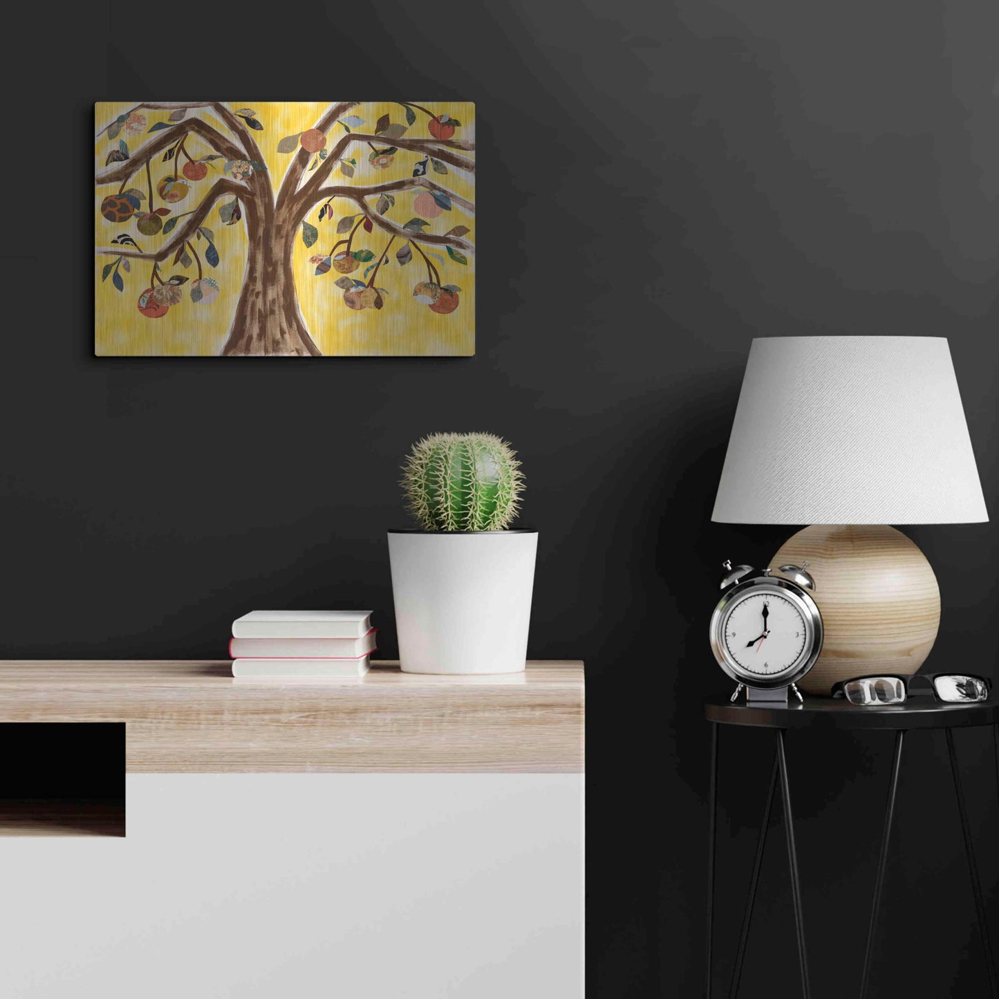 Luxe Metal Art 'Yellow Orange Tree' by Sisa Jasper Metal Wall Art,24x16