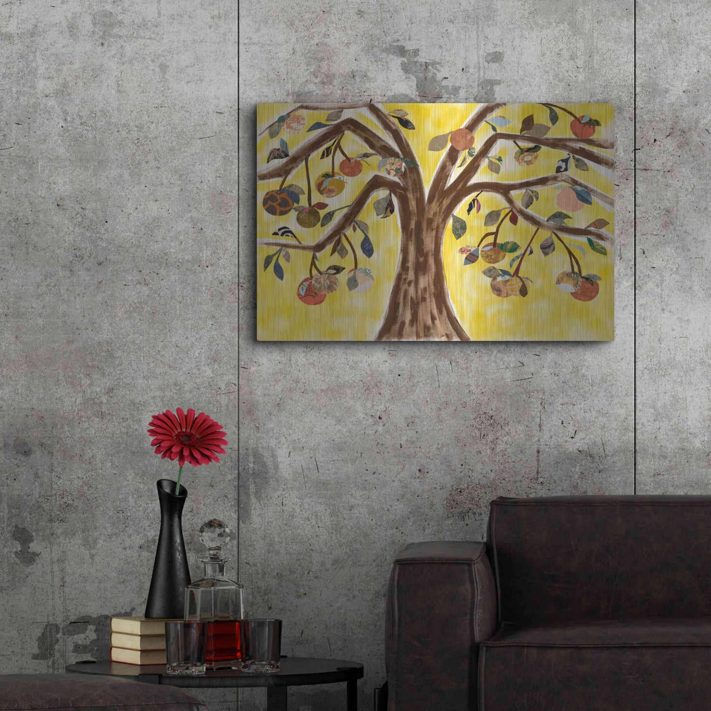 Luxe Metal Art 'Yellow Orange Tree' by Sisa Jasper Metal Wall Art,36x24