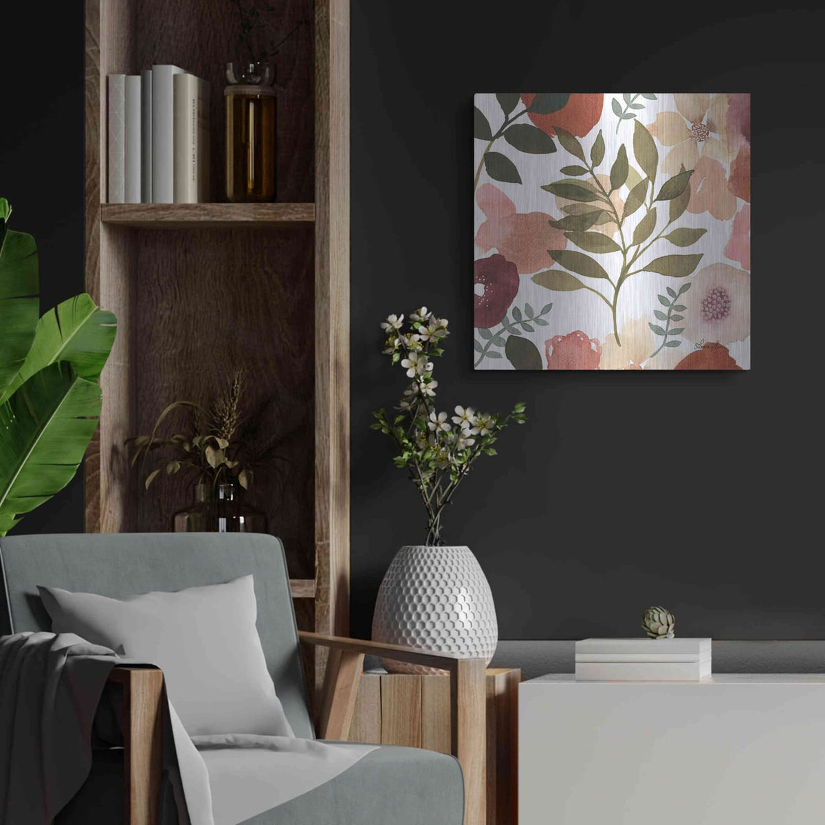 'Garden Dance V' by Laura Horn – Metal Wall Art, 24x24 room view