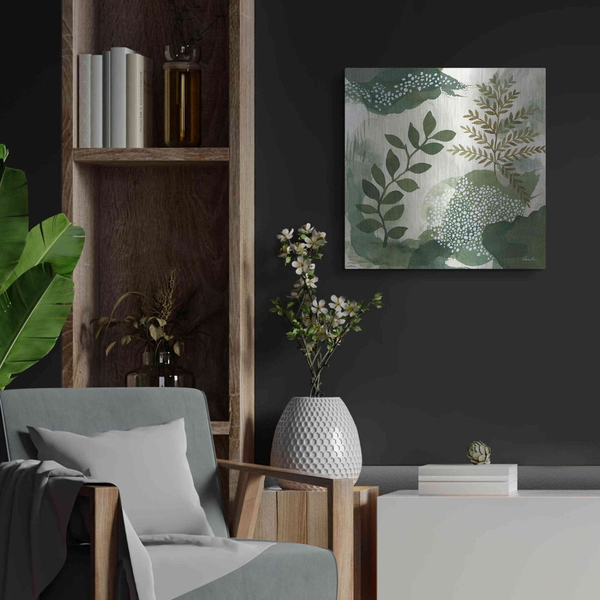 'Wood Land Walk I' by Laura Horn – Metal Wall Art, 24x24 room view