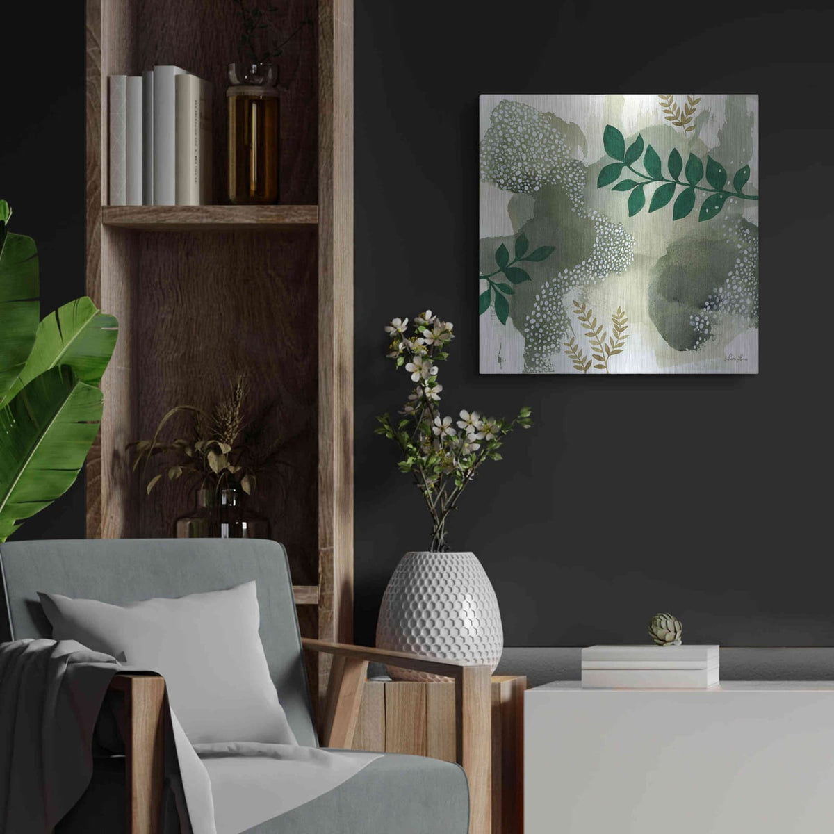 'Wood Land Walk IV' by Laura Horn – Metal Wall Art, 24x24 room view
