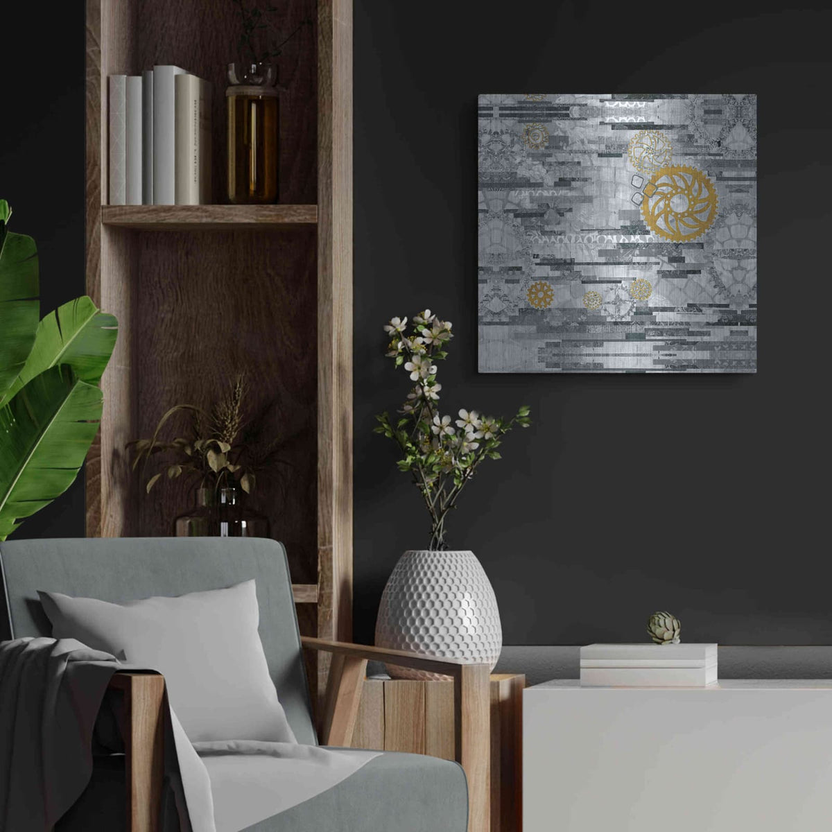 'EU Timetable I BW' by Kathy Ferguson – Metal Wall Art, 24x24 room view