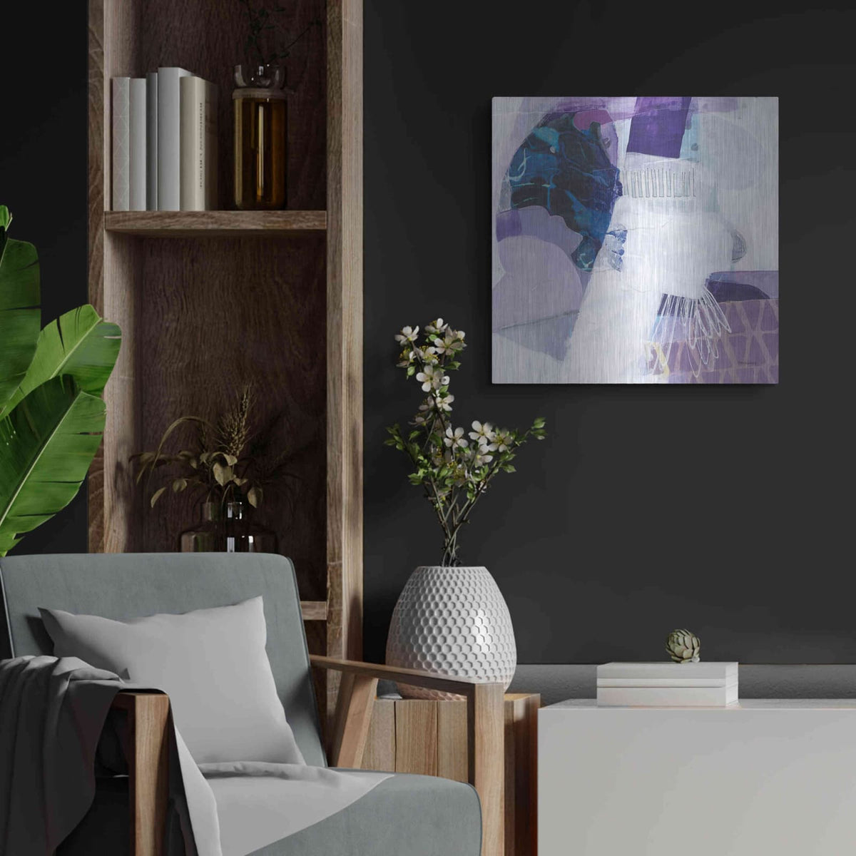 'Abstract Layers III' by Kathy Ferguson – Metal Wall Art, 24x24 room view