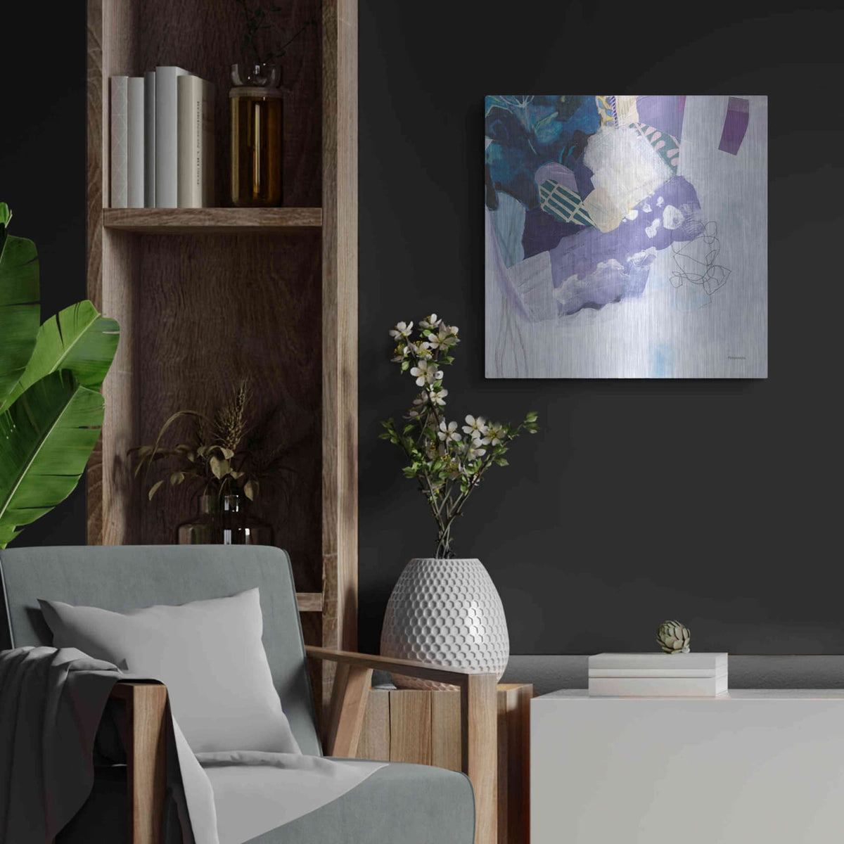 'Abstract Layers II' by Kathy Ferguson – Metal Wall Art, 24x24 room view