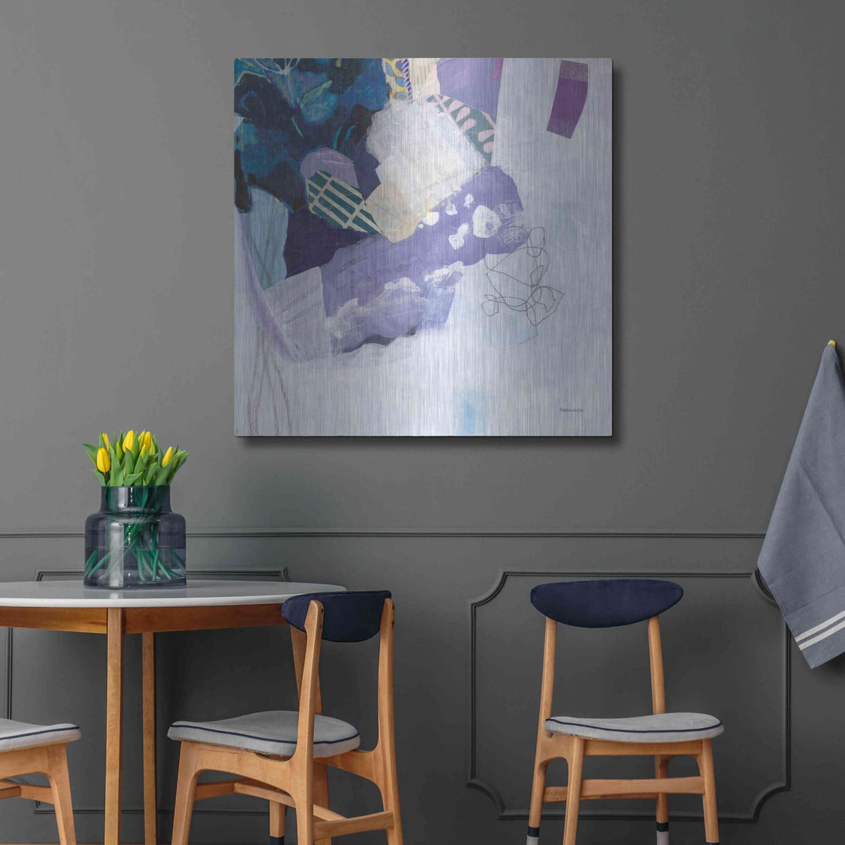 'Abstract Layers II' by Kathy Ferguson – Metal Wall Art, 36x36 room view