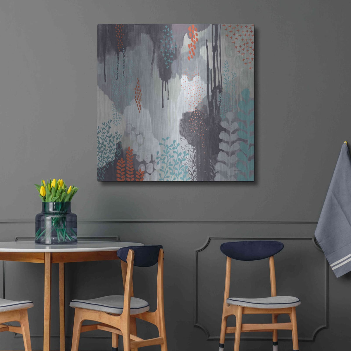 'Gray Forest I' by Kathy Ferguson – Metal Wall Art, 36x36 room view