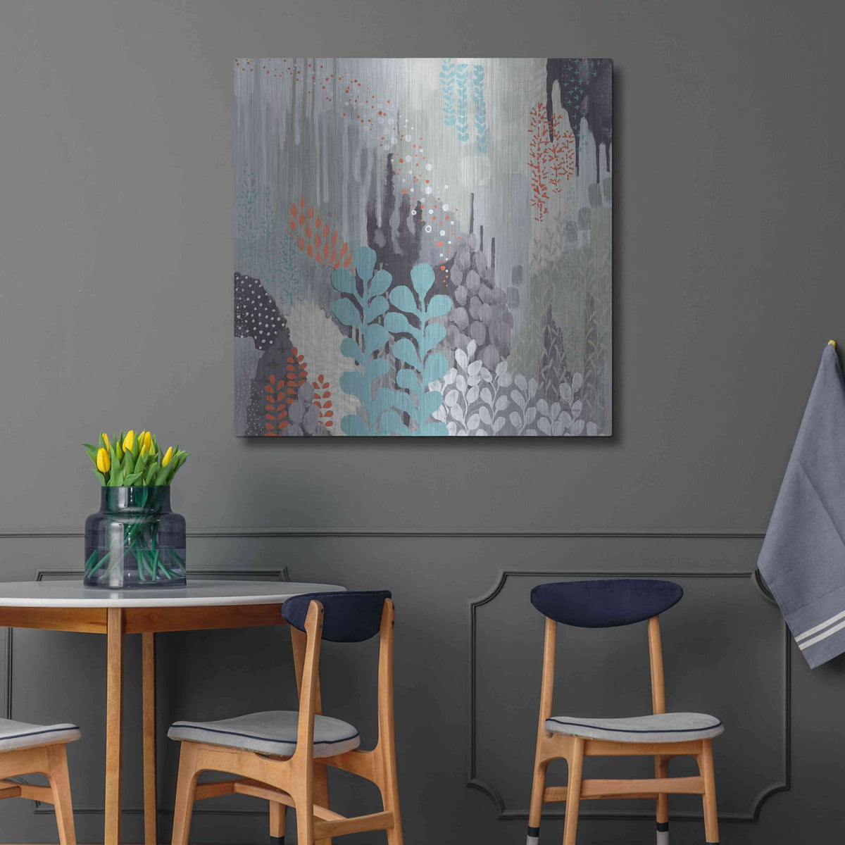 'Gray Forest II' by Kathy Ferguson – Metal Wall Art, 36x36 room view