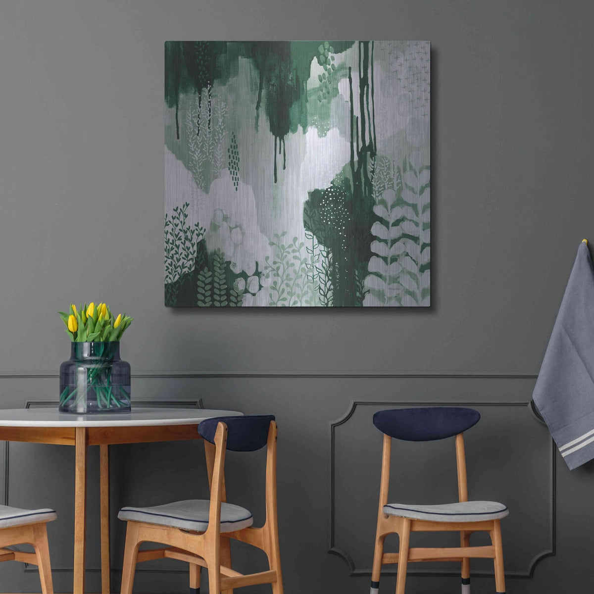 'Light Green Forest I' by Kathy Ferguson – Metal Wall Art, 36x36 room view