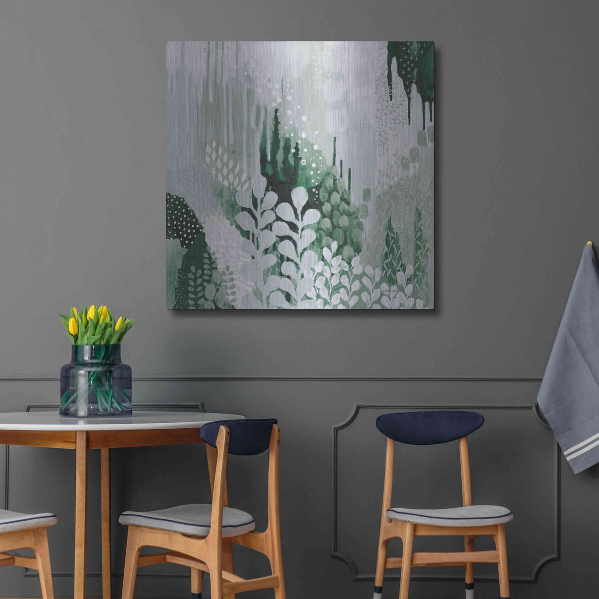 'Light Green Forest II' by Kathy Ferguson – Metal Wall Art, 36x36 room view