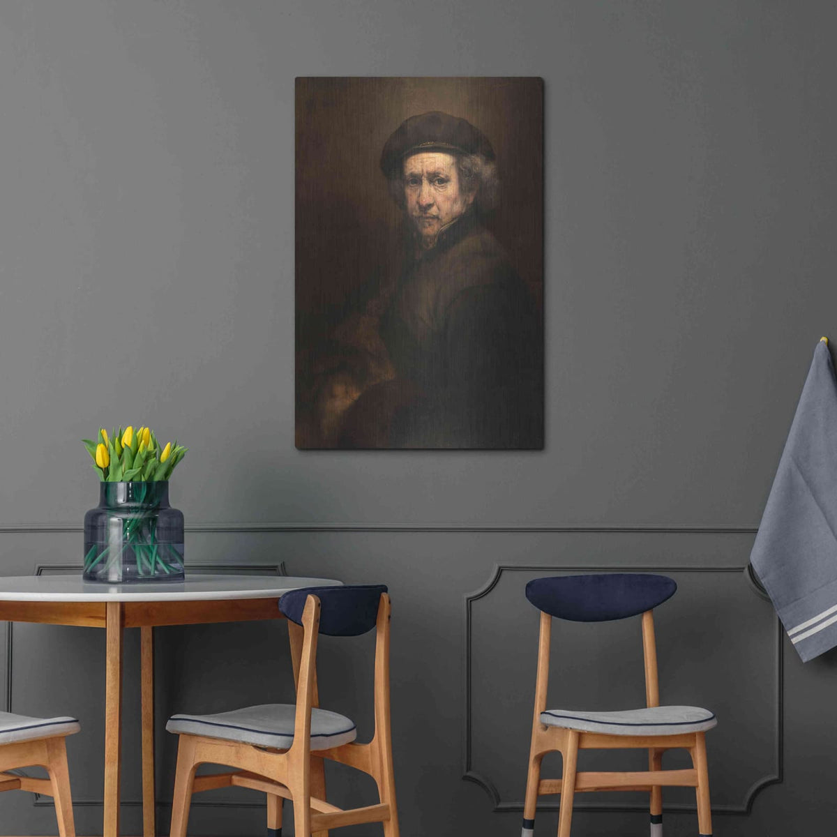 'Self-Portrait' by Rembrandt – Metal Wall Art, 24x36 room view