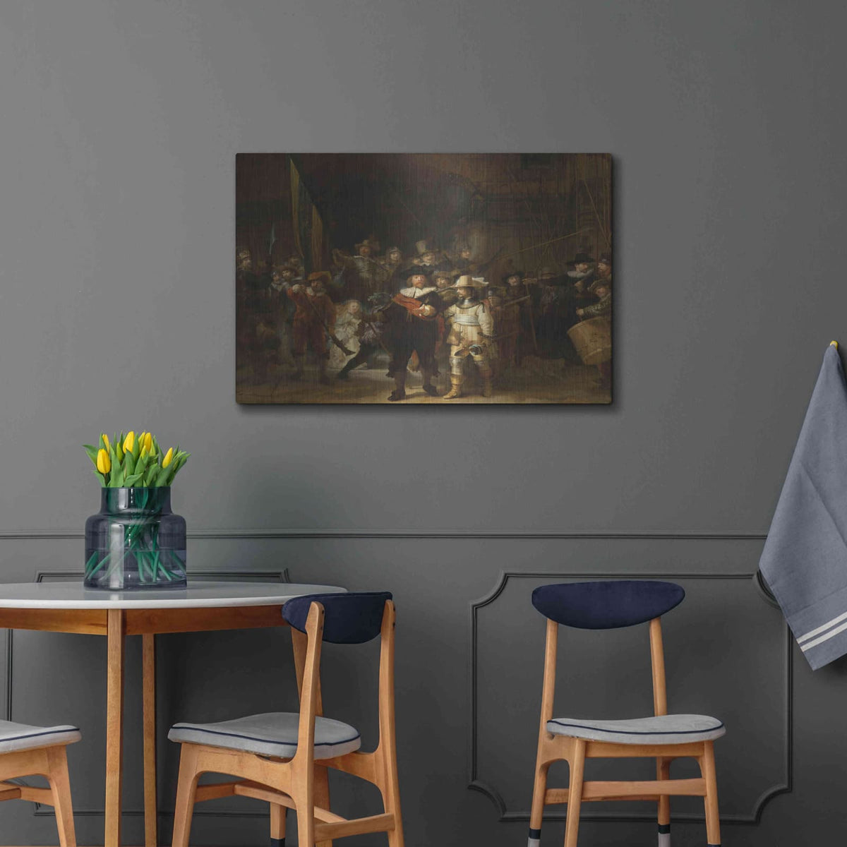 'The Night Watch' by Rembrandt – Metal Wall Art, 36x24 room view