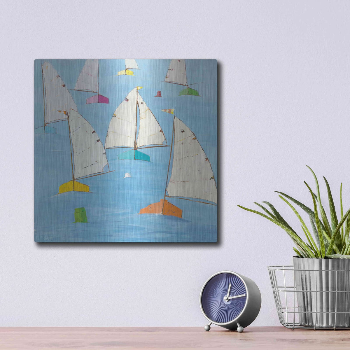 'Regatta V' by Phyllis Adams – Metal Wall Art, 12x12 room view