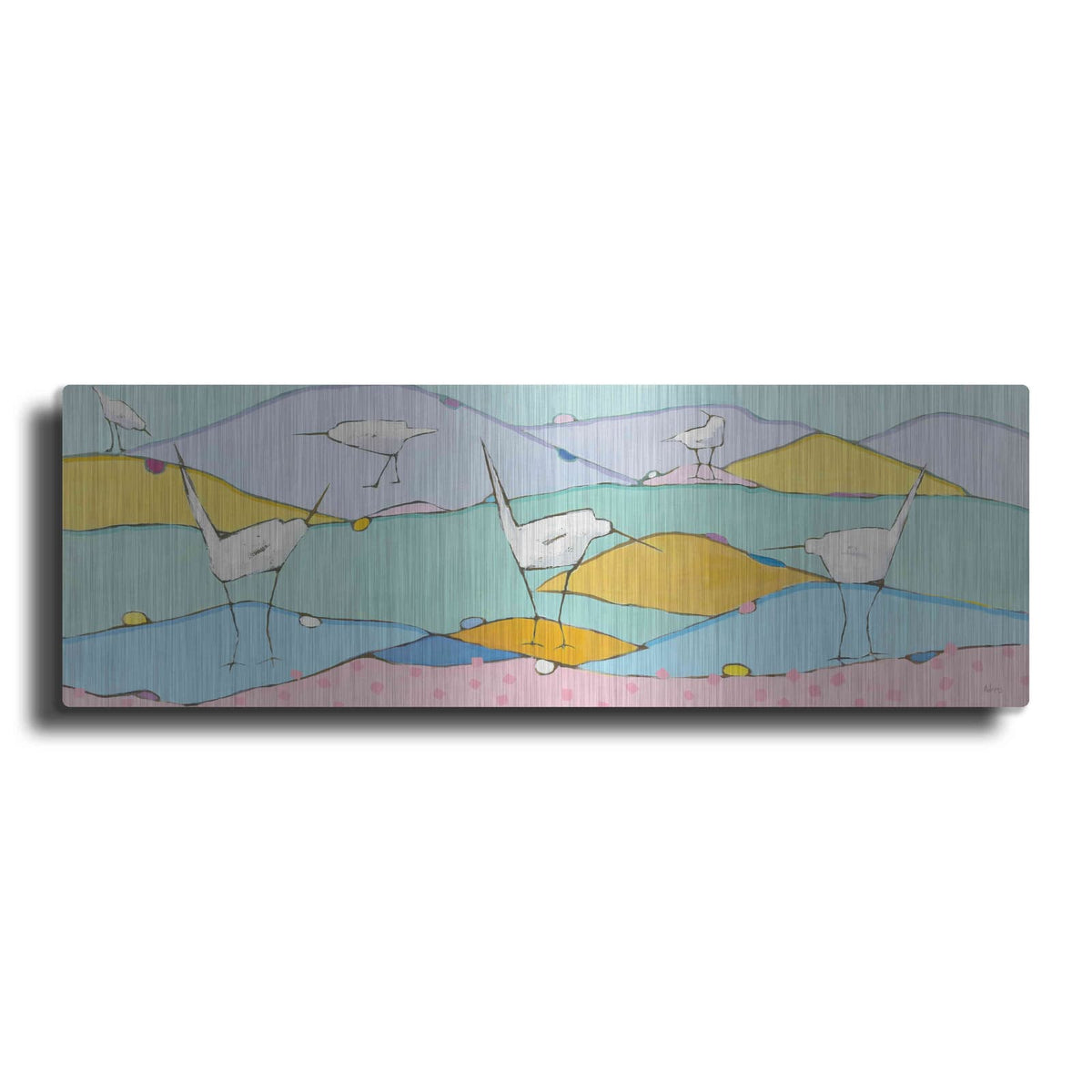 'Marsh Egrets I Pink Sand' by Phyllis Adams – Metal Wall Art