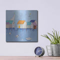 'Boat House Row Dark Blue Sky' by Phyllis Adams – Metal Wall Art, 12x12 room view