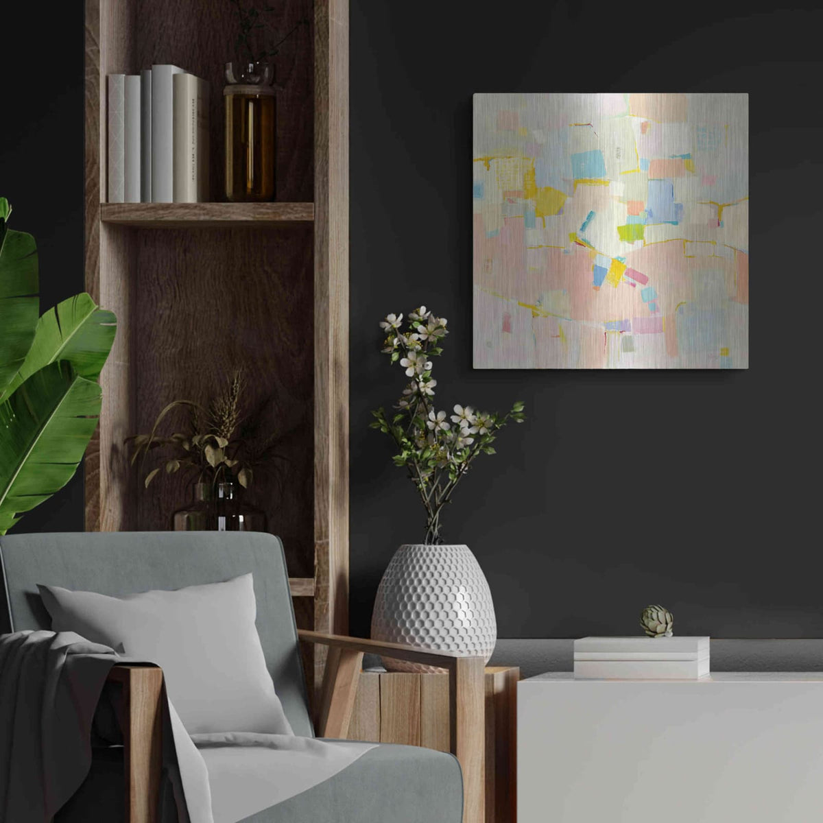'Block Party' by Phyllis Adams – Metal Wall Art, 24x24 room view