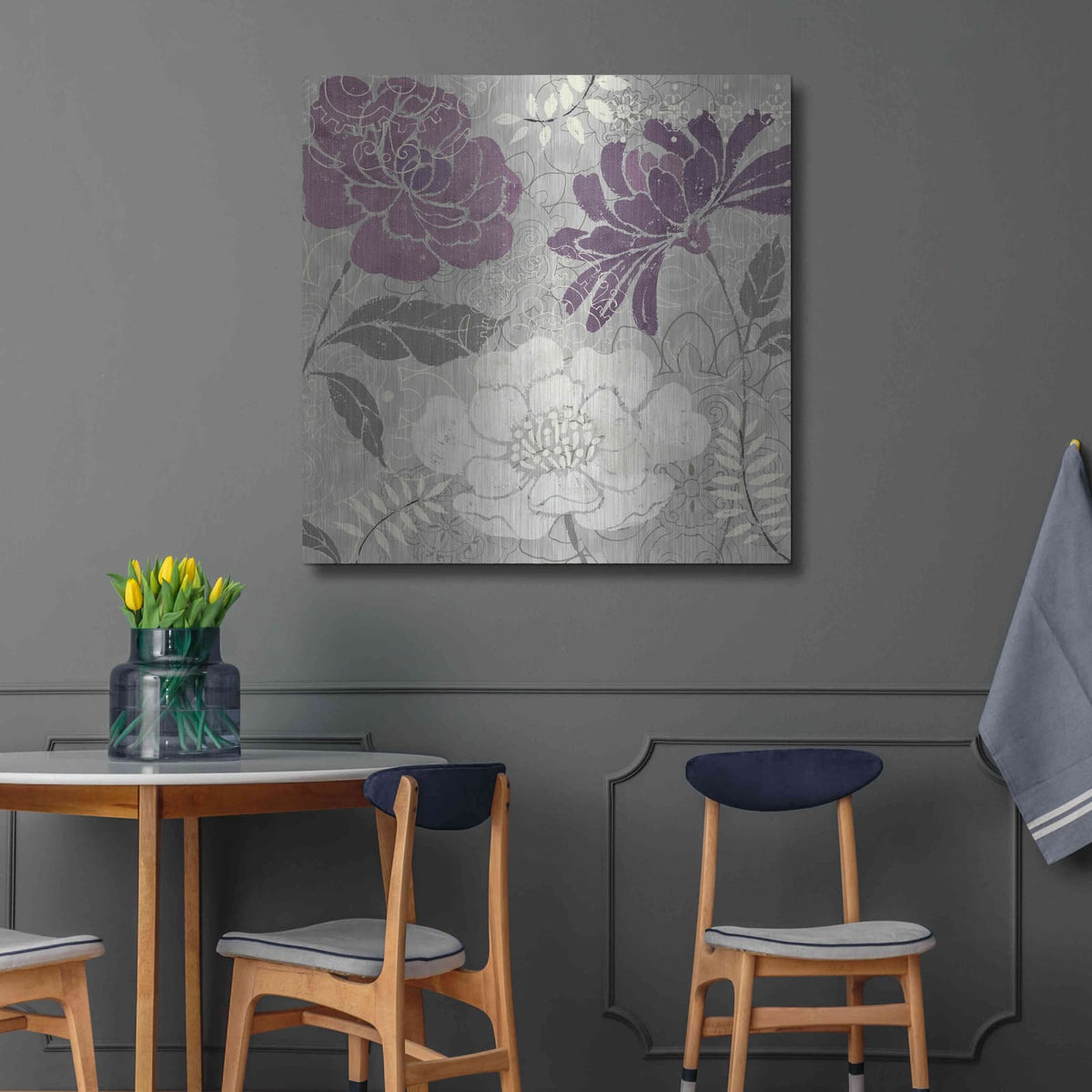 'Morning Tones Purple II' by Daphne Brissonnet – Metal Wall Art, 36x36 room view