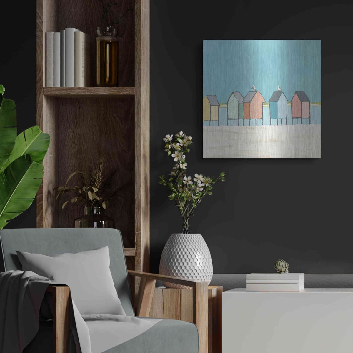 'Cabanas II Pastel' by Phyllis Adams – Metal Wall Art, 24x24 room view