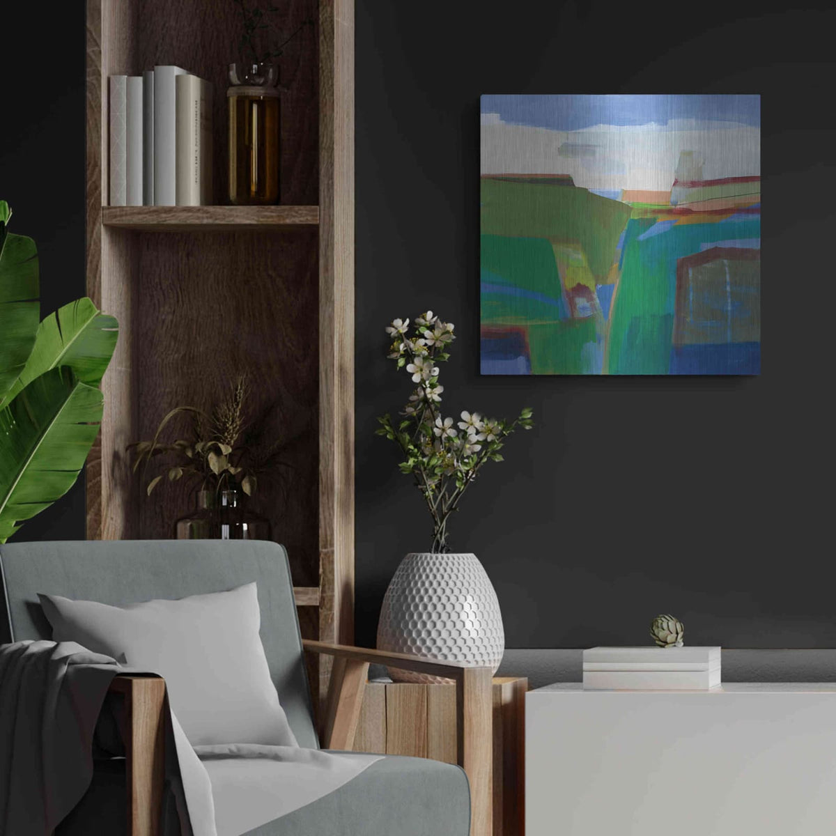 'Clear Day' by Jo Maye – Metal Wall Art, 24x24 room view