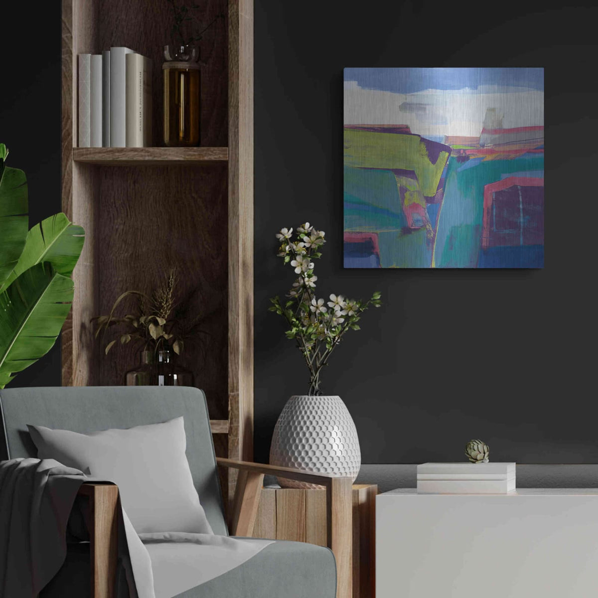 'Clear Day Bright' by Jo Maye – Metal Wall Art, 24x24 room view