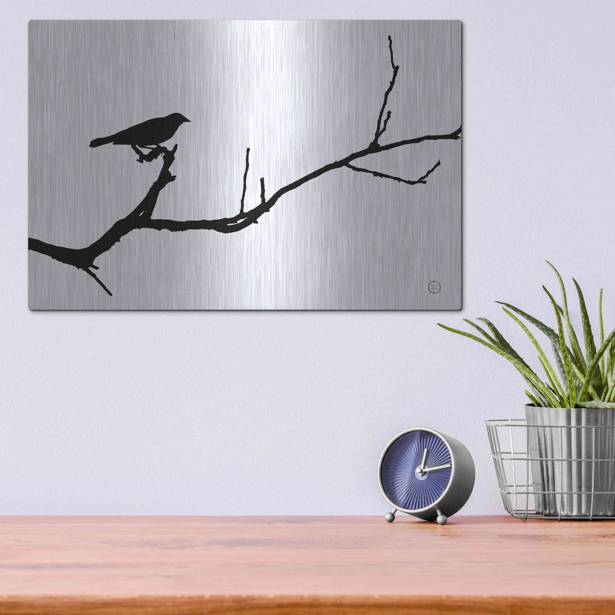 'Bird Silhouette' by Nathan Larson – Metal Wall Art, 16x12 room view