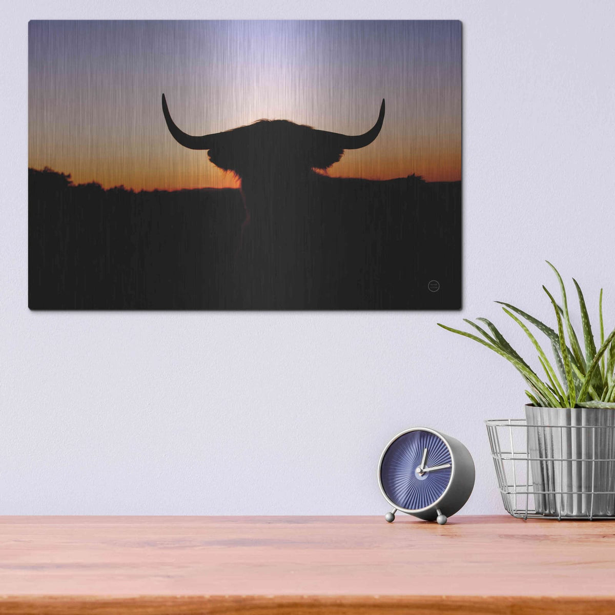 'Bull Set' by Nathan Larson – Metal Wall Art, 16x12 room view