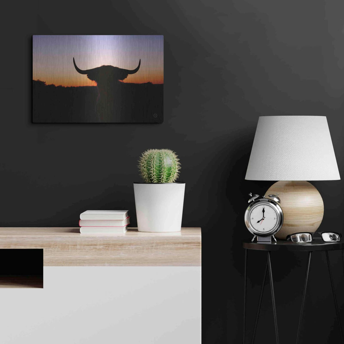 'Bull Set' by Nathan Larson – Metal Wall Art, 24x16 room view