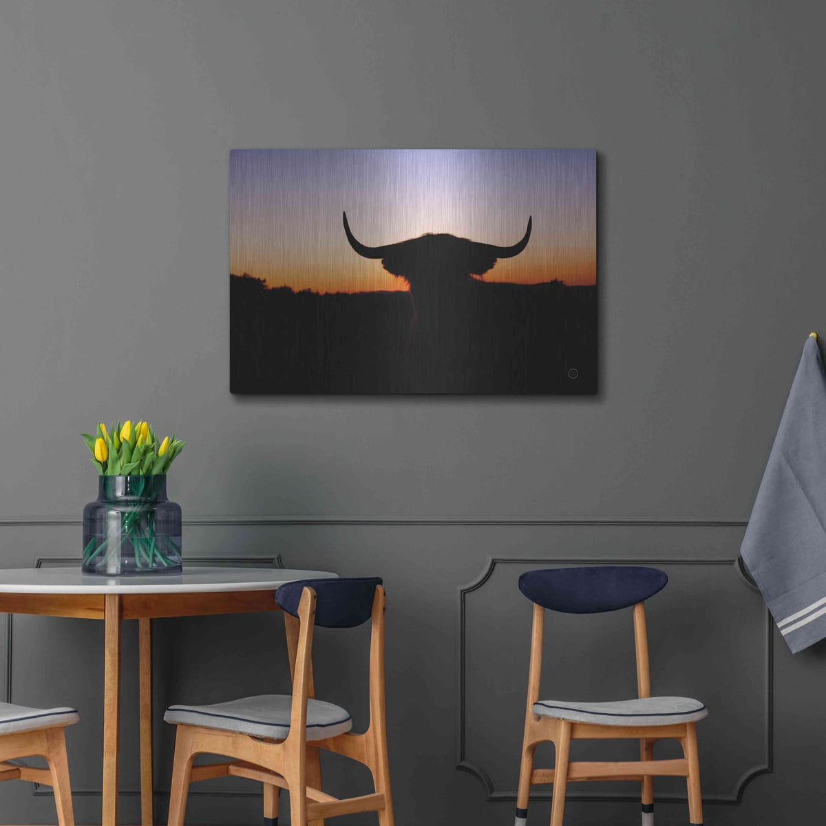'Bull Set' by Nathan Larson – Metal Wall Art, 36x24 room view