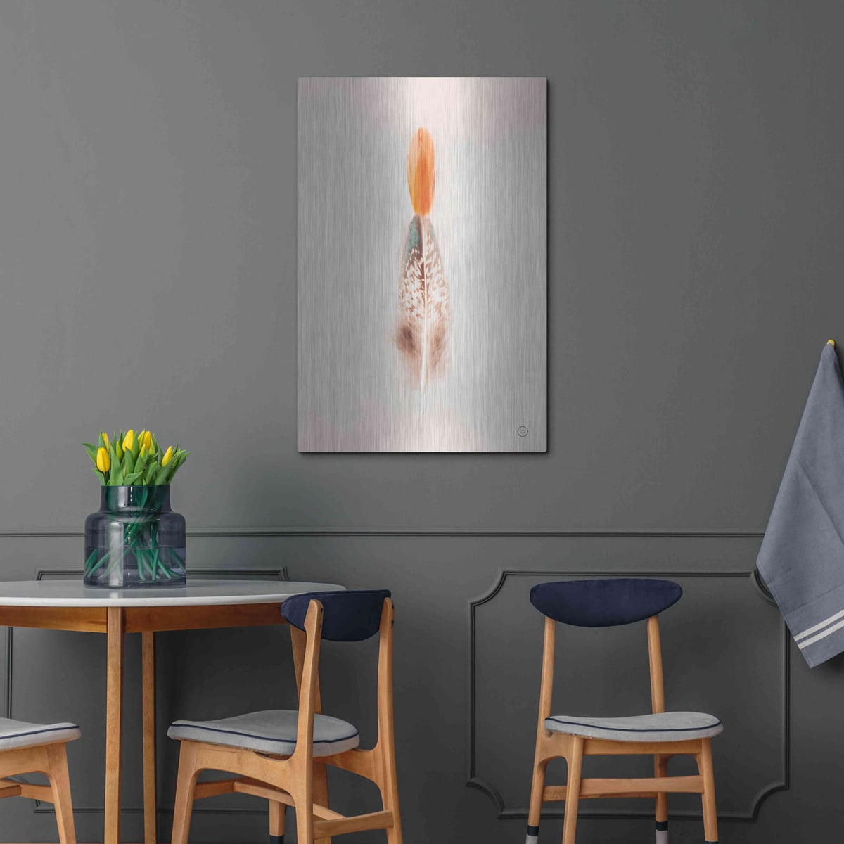 'Floating Feathers I' by Nathan Larson – Metal Wall Art, 24x36 room view