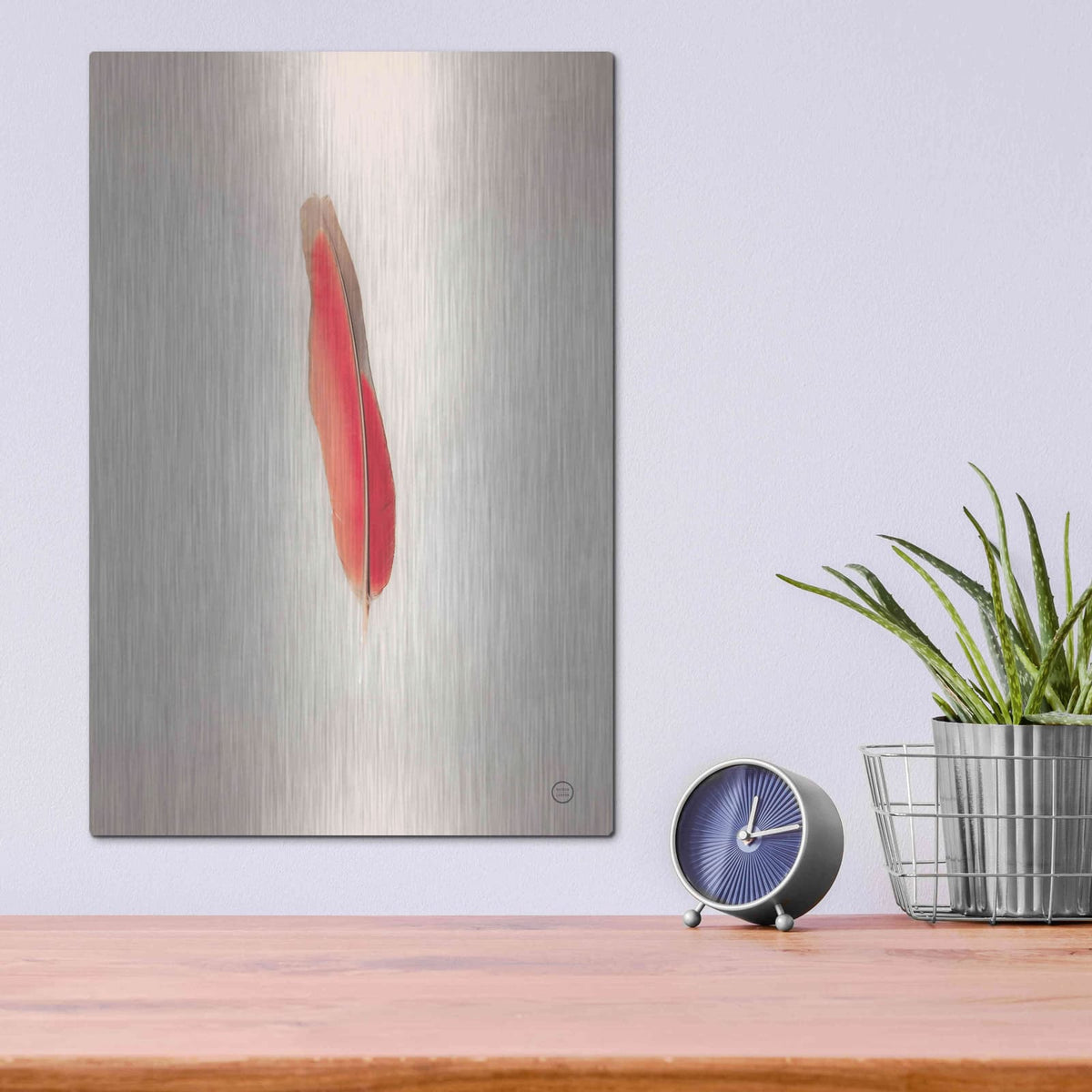'Floating Feathers II' by Nathan Larson – Metal Wall Art, 12x16 room view