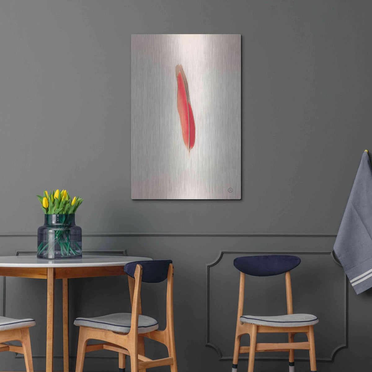 'Floating Feathers II' by Nathan Larson – Metal Wall Art, 24x36 room view