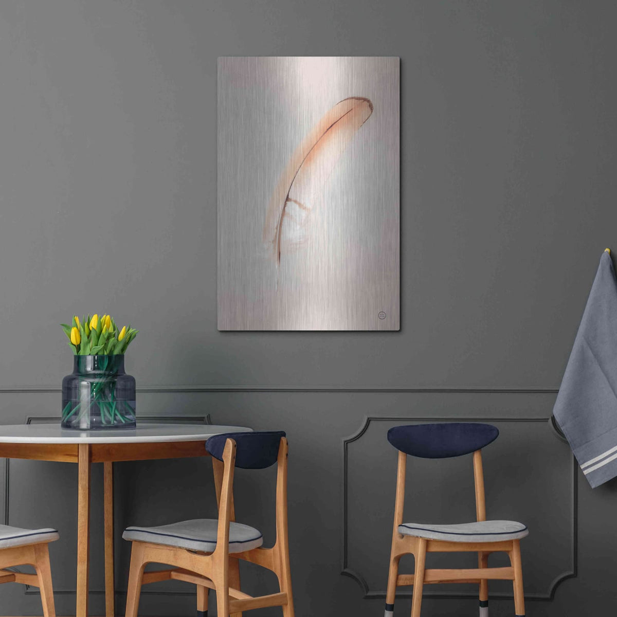 'Floating Feathers III' by Nathan Larson – Metal Wall Art, 24x36 room view
