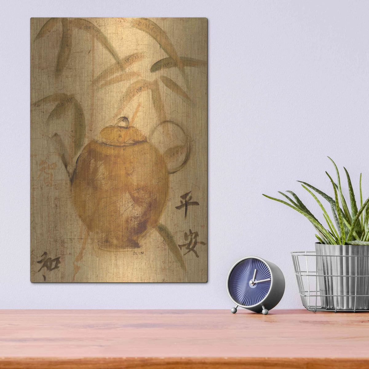 'Asian Teapot IV' by Cheri Blum – Metal Wall Art, 12x16 room view