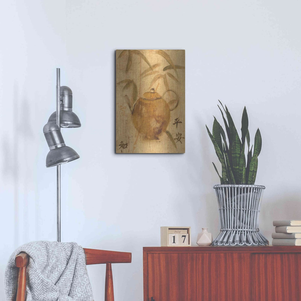 'Asian Teapot IV' by Cheri Blum – Metal Wall Art, 16x24 room view