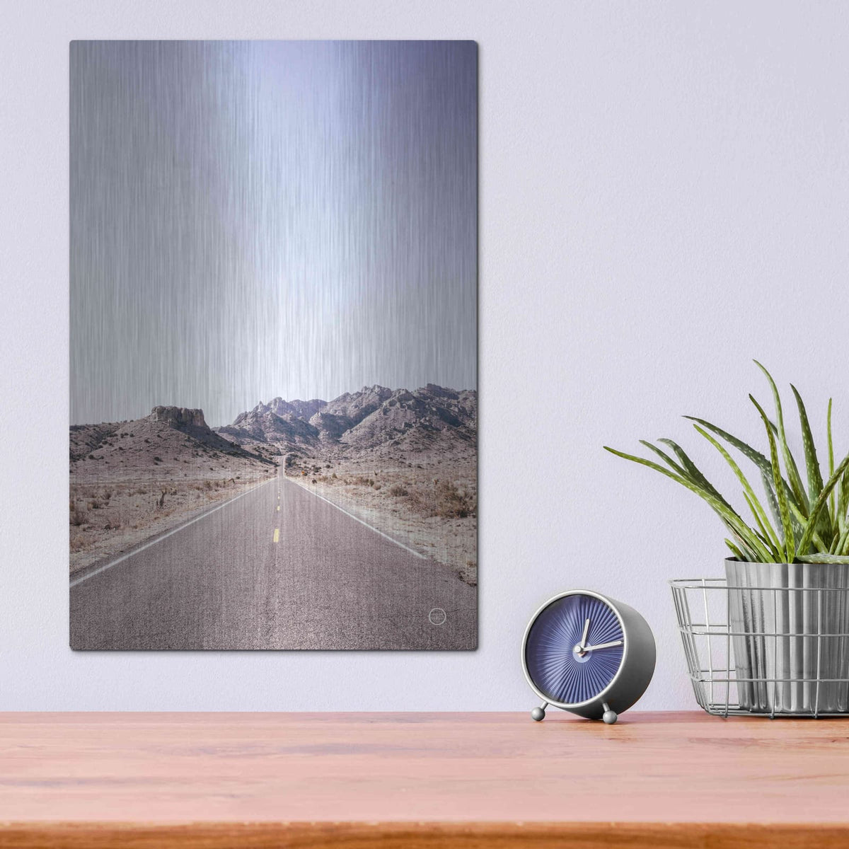'Dusty Desert Dreams Road' by Nathan Larson – Metal Wall Art, 12x16 room view