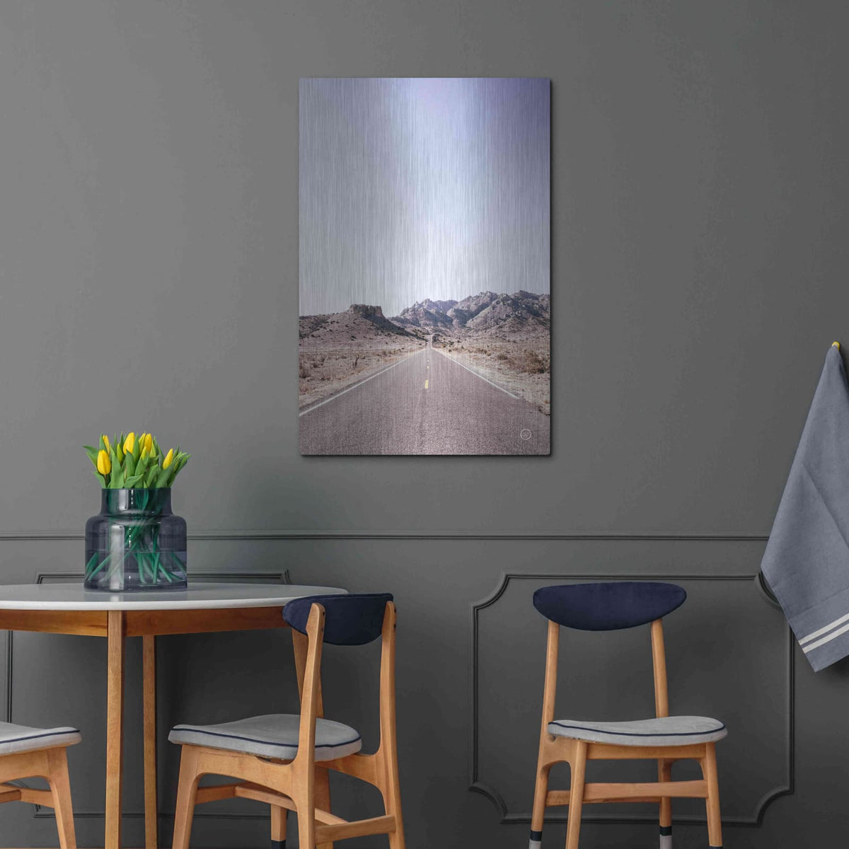 'Dusty Desert Dreams Road' by Nathan Larson – Metal Wall Art, 24x36 room view
