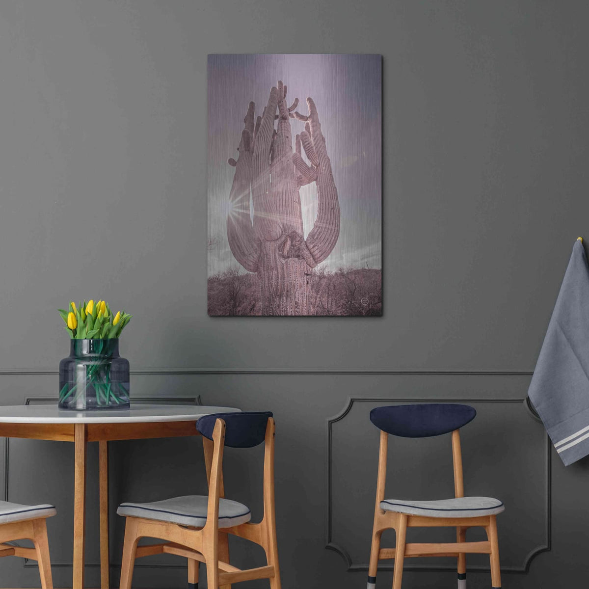 'Dusty Desert Saguaro' by Nathan Larson – Metal Wall Art, 24x36 room view