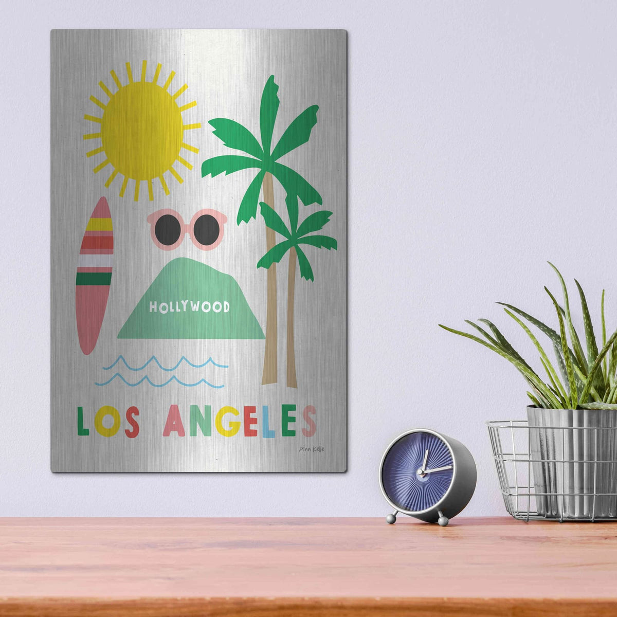'City Fun Los Angeles' by Ann Kelle – Metal Wall Art, 12x16 room view