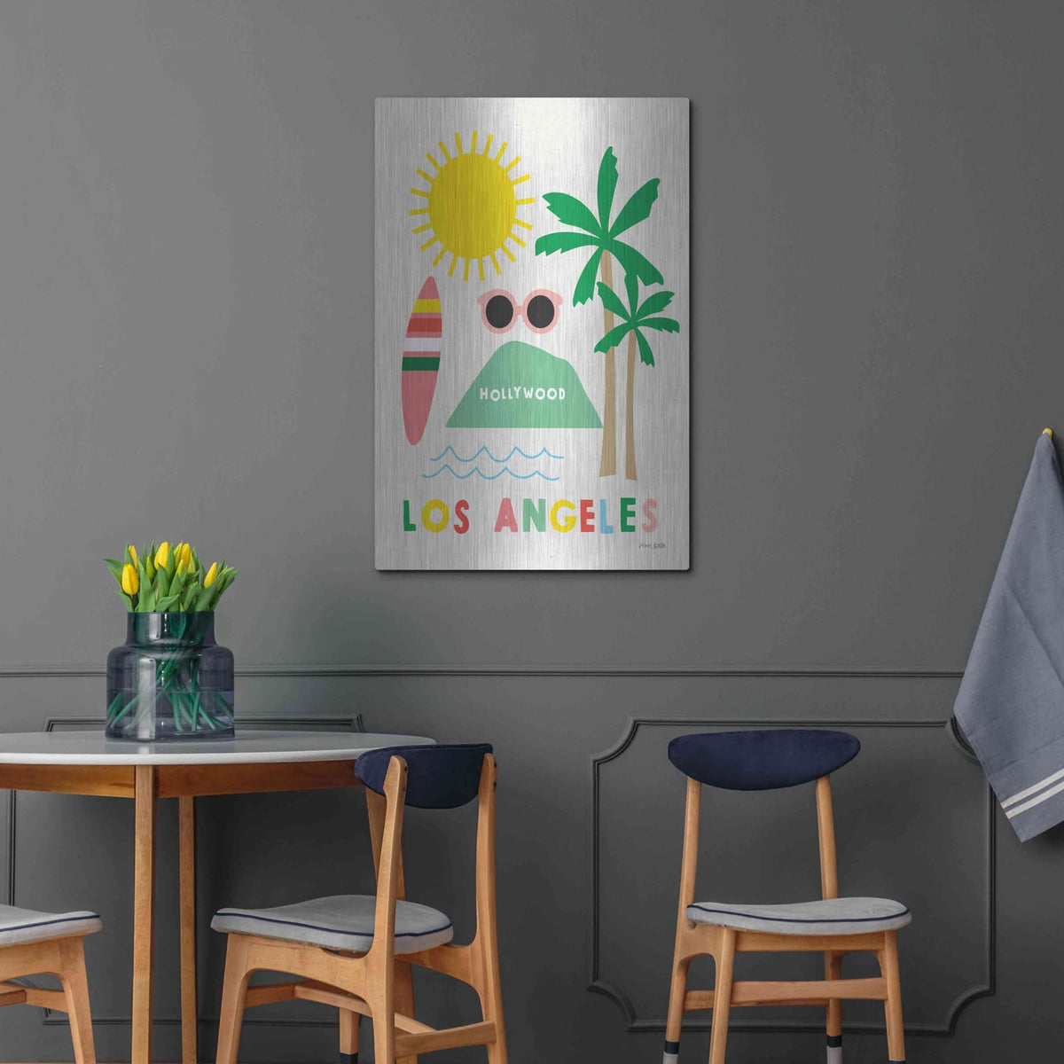 'City Fun Los Angeles' by Ann Kelle – Metal Wall Art, 24x36 room view