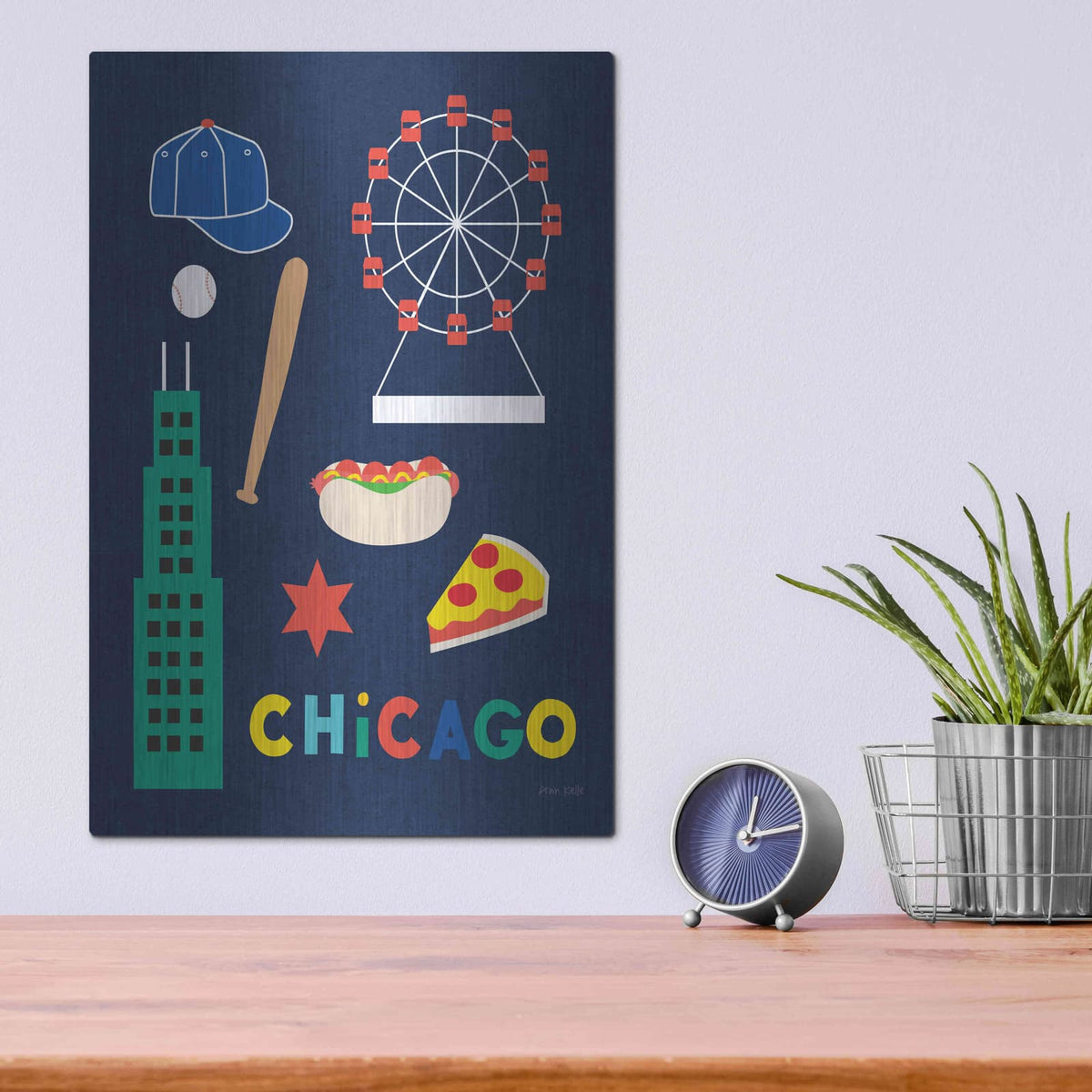 'City Fun Chicago' by Ann Kelle – Metal Wall Art, 12x16 room view