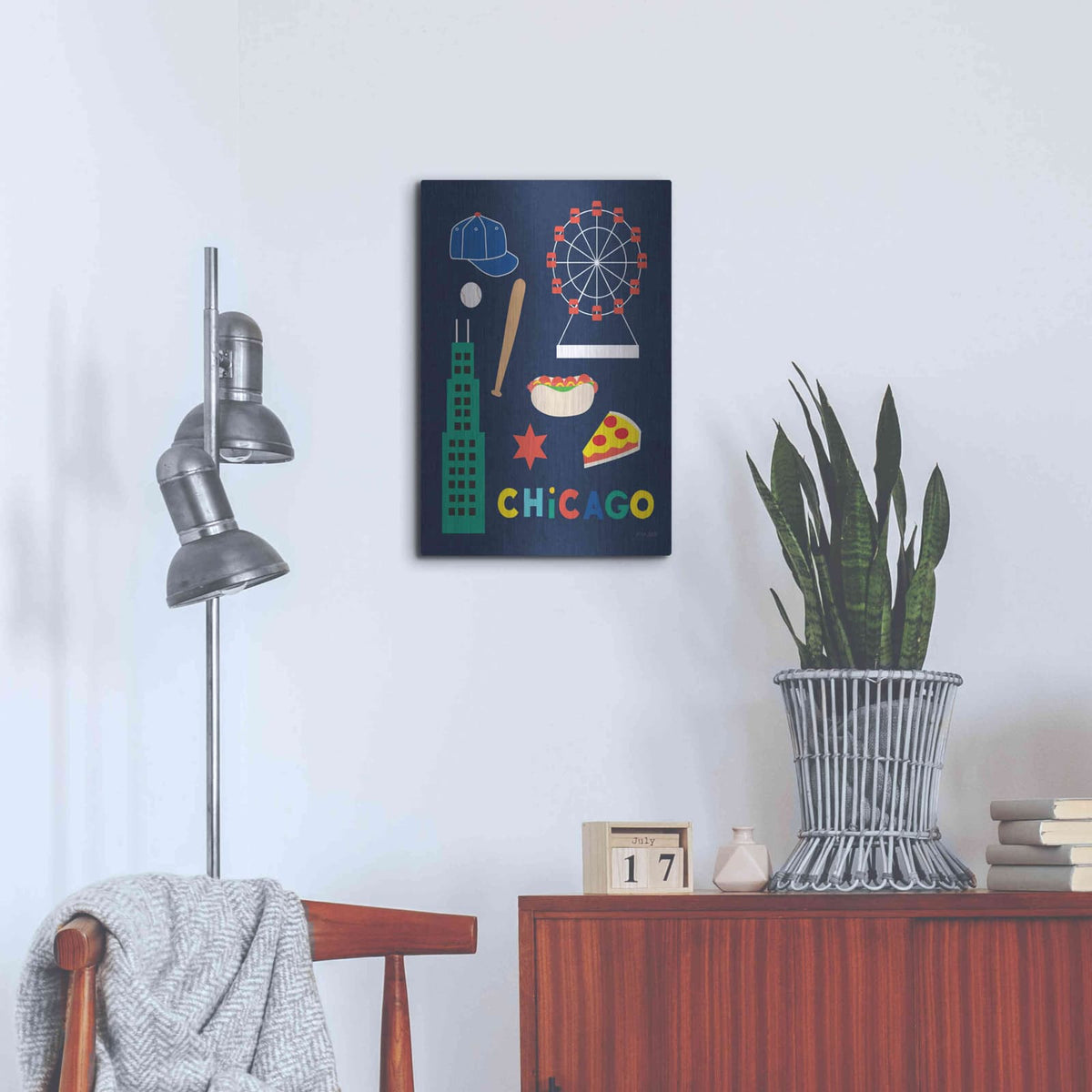 'City Fun Chicago' by Ann Kelle – Metal Wall Art, 16x24 room view