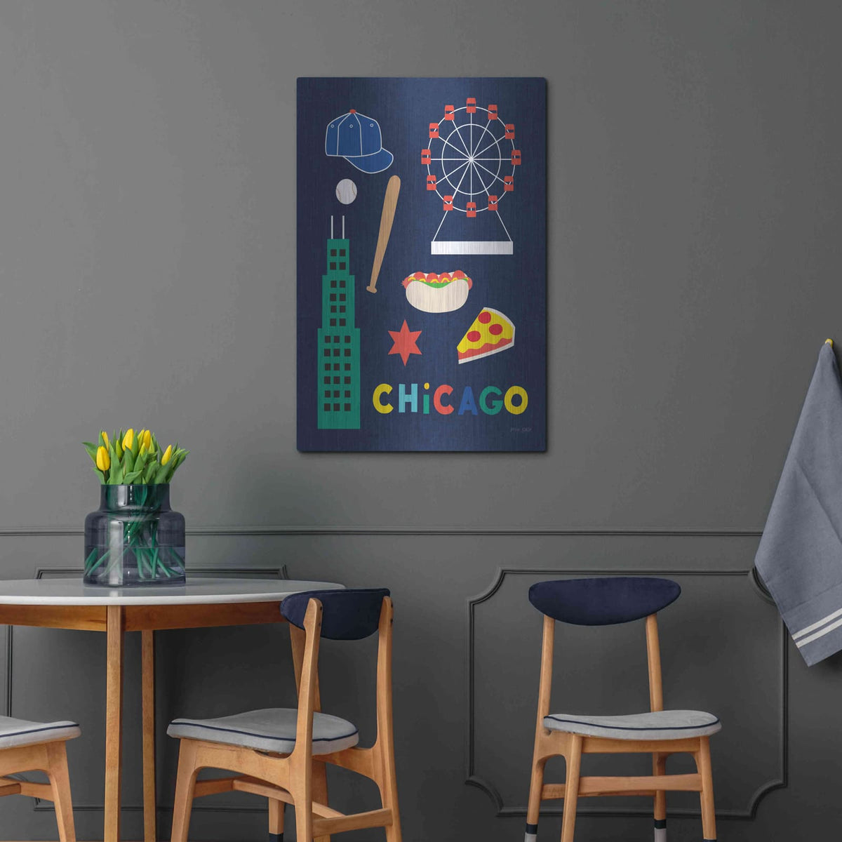 'City Fun Chicago' by Ann Kelle – Metal Wall Art, 24x36 room view
