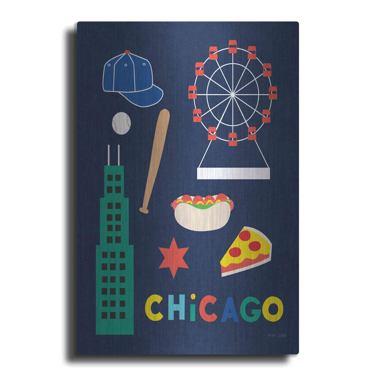 'City Fun Chicago' by Ann Kelle – Metal Wall Art