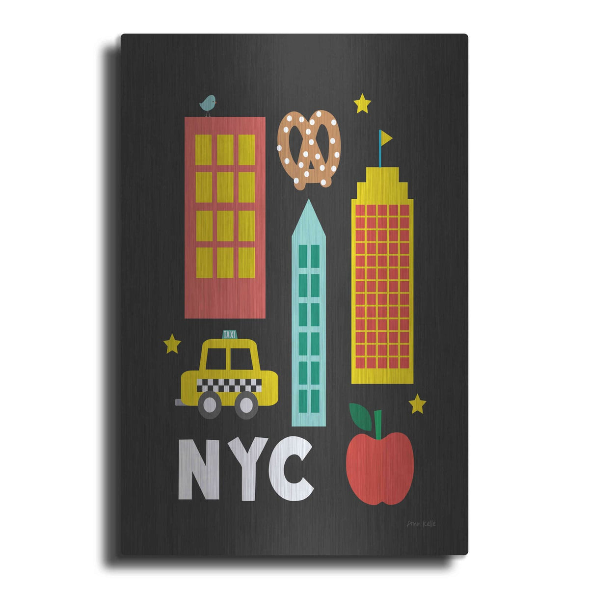 'City Fun NYC' by Ann Kelle – Metal Wall Art