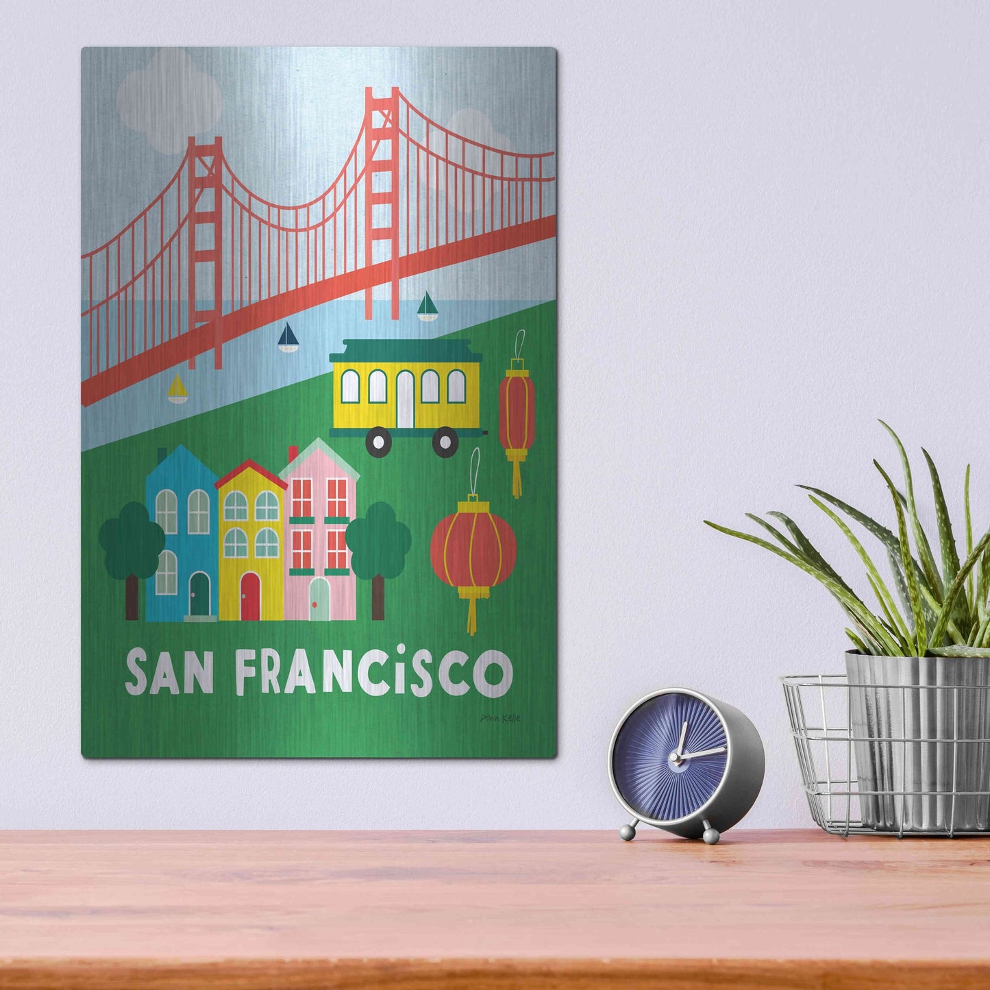 Luxe Metal Art 'City Fun San Francisco' by Ann Kelle Designs, Metal Wall Art,12x16