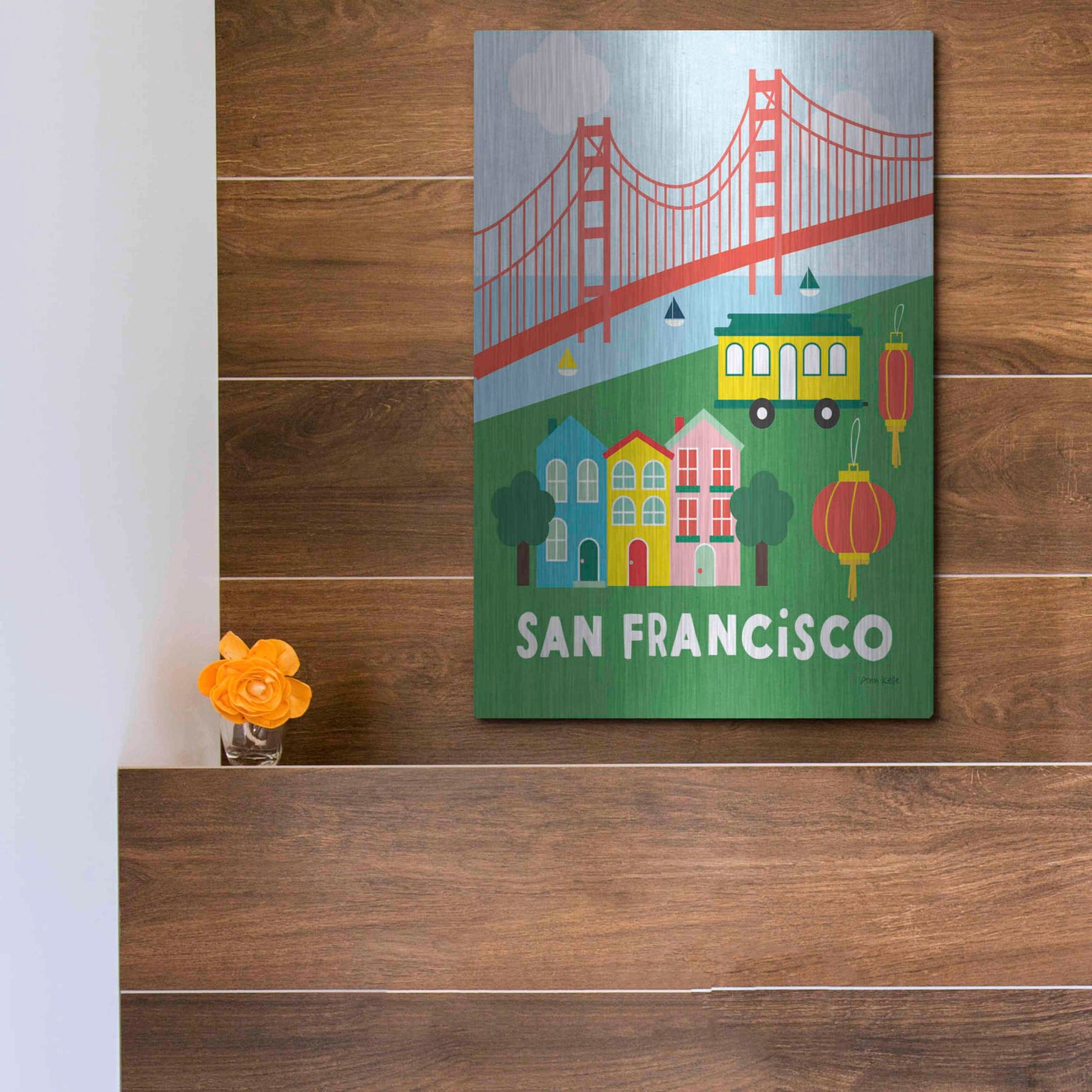 Luxe Metal Art 'City Fun San Francisco' by Ann Kelle Designs, Metal Wall Art,12x16